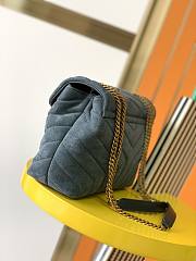 Kitlife YSL Loulou Toy Bag In Y-Quilted Suede And Smooth Leather Blue Stone – 459749 – 25x17x9cm  - 6