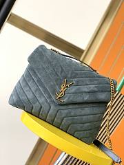 Kitlife YSL Loulou Toy Bag In Y-Quilted Suede And Smooth Leather Blue Stone – 459749 – 31x22x10cm  - 1