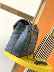 Kitlife YSL Loulou Toy Bag In Y-Quilted Suede And Smooth Leather Blue Stone – 459749 – 31x22x10cm  - 4