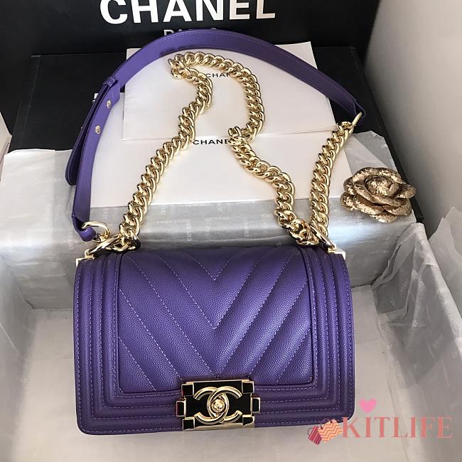 Kitlife Chanel Purple Caviar Grain Calfskin Gold Hardware – 67086 - 20cm - 1