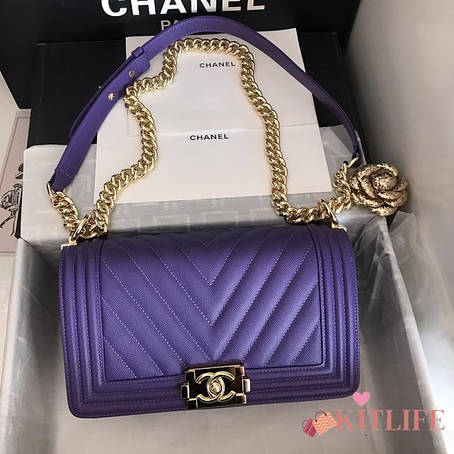 Kitlife Chanel Purple Caviar Grain Calfskin Gold Hardware – 67086 - 25cm - 1