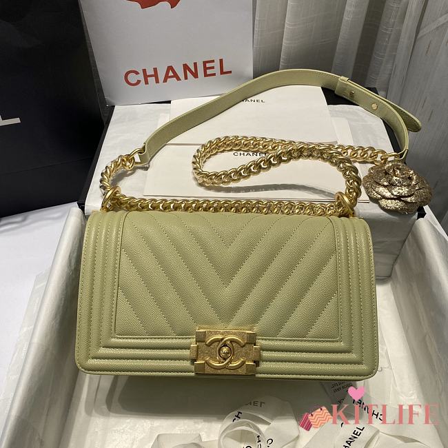 Kitlife Chanel Olive Green Caviar Grain Calfskin Gold Hardware – 67086 - 25cm - 1