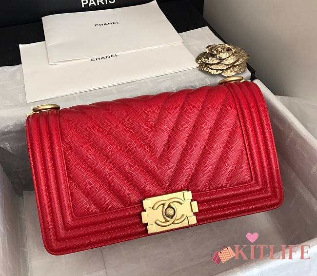 Kitlife Chanel Red Caviar Grain Calfskin Gold Hardware – 67086 - 25cm - 1
