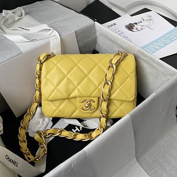 Kitlife Chanel Classic Diamond Flap Bag Yellow – 22×5×15.5cm