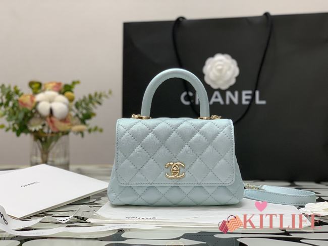 Kitlife Chanel Coco Handle Mini Gold Hardware Blue – 99003 - 13×19×9cm - 1