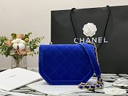 Kitlife Chanel Velvet Retro Saddle Horizontal Blue – 99109 - 19x15x6cm - 2