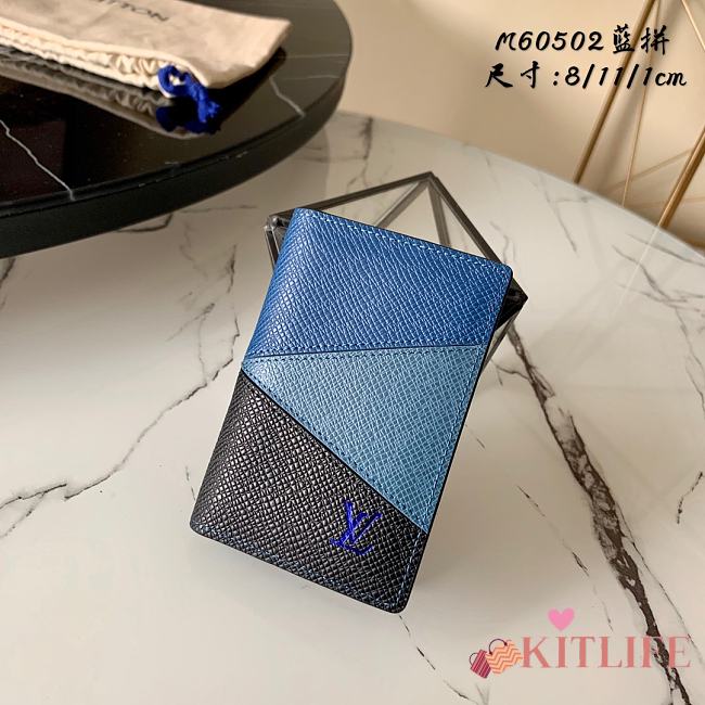 Kitlife Louis Vuitton Pocket Wallet Cross Pattern Blue – M60502 - 8 x 11 x 1 cm - 1