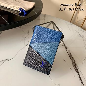 Kitlife Louis Vuitton Pocket Wallet Cross Pattern Blue – M60502 - 8 x 11 x 1 cm