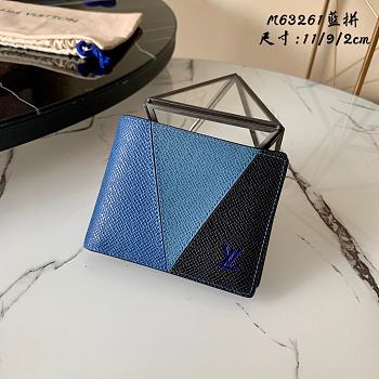 Kitlife Louis Vuitton Slender Wallet Cross Pattern Blue – M63261 - 11.0x 9.0x 2.0 cm