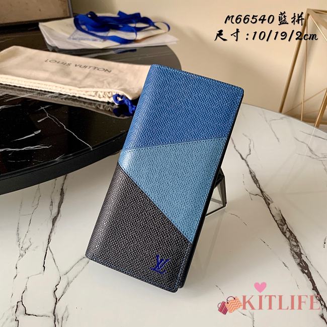 Kitlife Louis Vuitton Brazza Wallet Cross Pattern Blue – M66540 - 10 x 19 x 2cm - 1