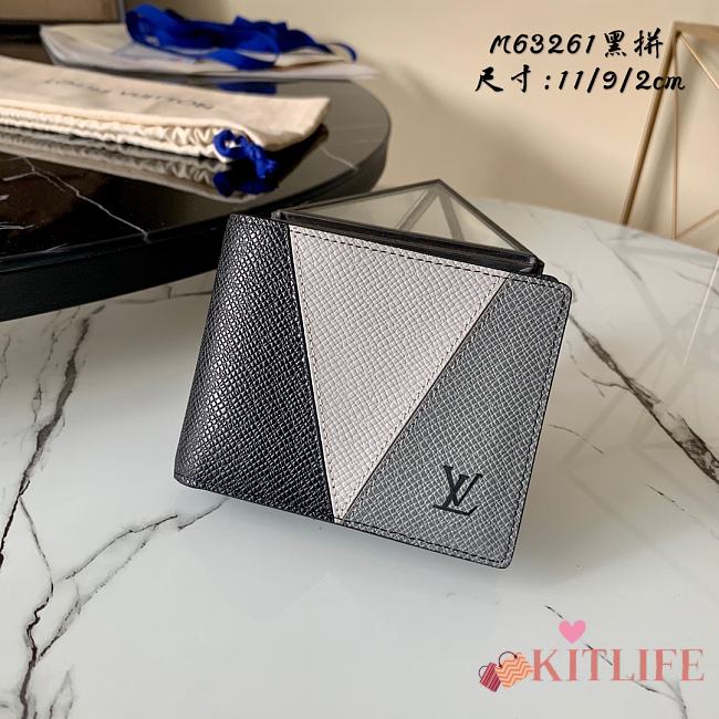 Kitlife Louis Vuitton Slender Wallet Cross Pattern Black – M63261 - 11.0x 9.0x 2.0 cm - 1