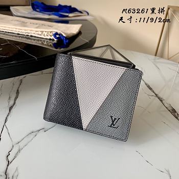 Kitlife Louis Vuitton Slender Wallet Cross Pattern Black – M63261 - 11.0x 9.0x 2.0 cm