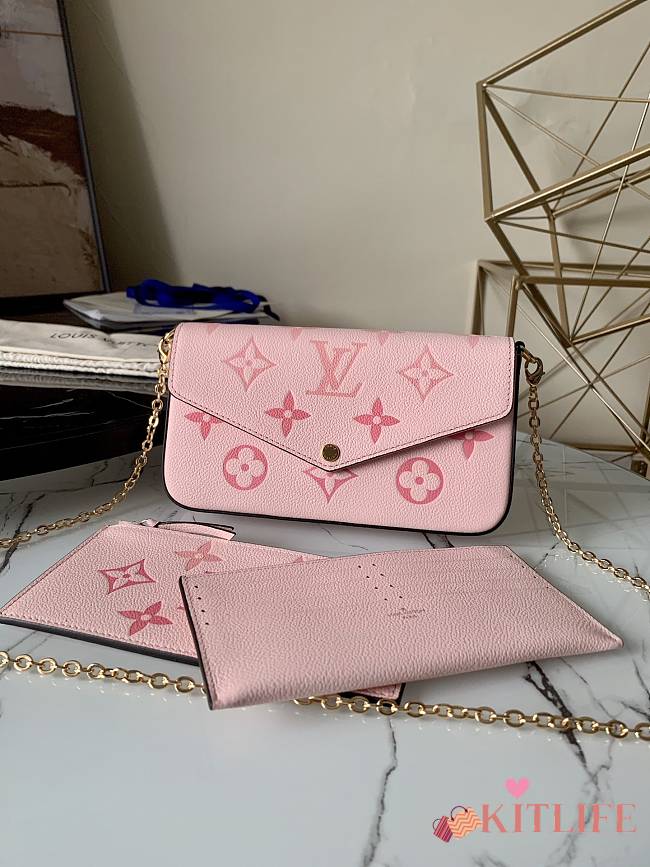 Kitlife Louis Vuitton Pochette Félicie Chain Bag Three-Piece Pink Monogram Empreinte leather - 80498 - 21 x 12 x 3 cm  - 1