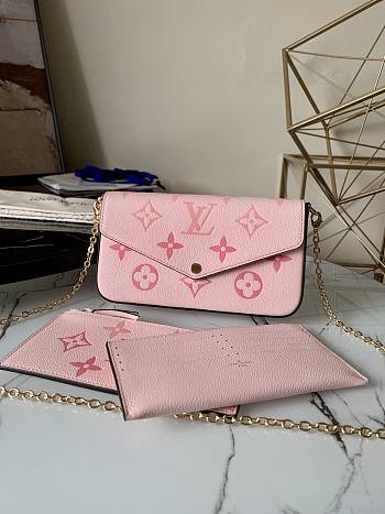 Kitlife Louis Vuitton Pochette Félicie Chain Bag Three-Piece Pink Monogram Empreinte leather - 80498 - 21 x 12 x 3 cm 