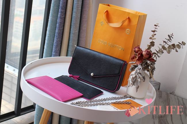 Kitlife Louis Vuitton Pochette Felicie Chain Bag Three-Piece Black/Pink - M64579 - 21 x 12 x 3 cm - 1