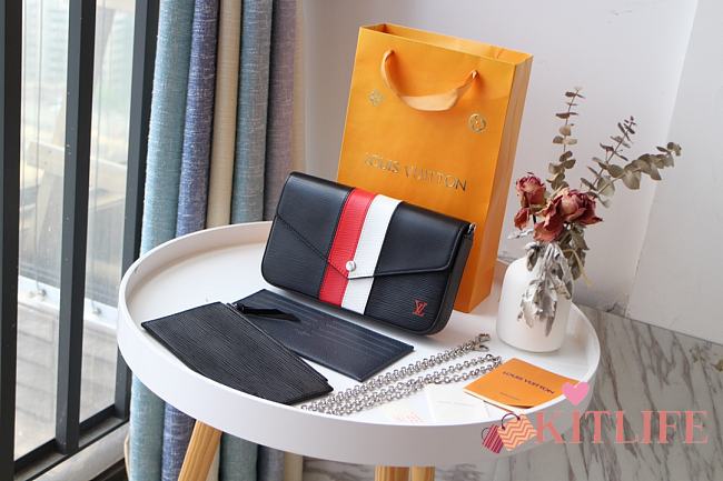 Kitlife Louis Vuitton Pochette Felicie Chain Bag Three-Piece Epi leather Black/White/Red - M62982  - 21 x 12 x 3 cm - 1