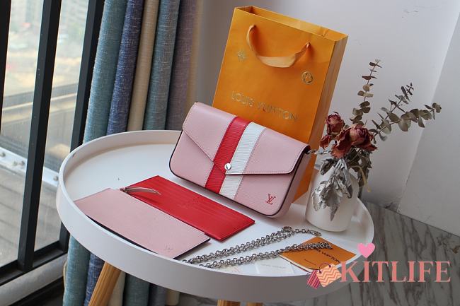 Kitlife Louis Vuitton Pochette Felicie Chain Bag Three-Piece Epi leather Pink/White/Red - M62982  - 21 x 12 x 3 cm - 1