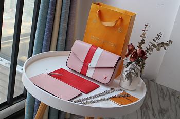 Kitlife Louis Vuitton Pochette Felicie Chain Bag Three-Piece Epi leather Pink/White/Red - M62982  - 21 x 12 x 3 cm