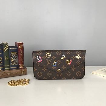 Kitlife Louis Vuitton Pochette Felicie Chain Bag Three-Piece Monogram Heart - M61276 - 21 x 12 x 3 cm