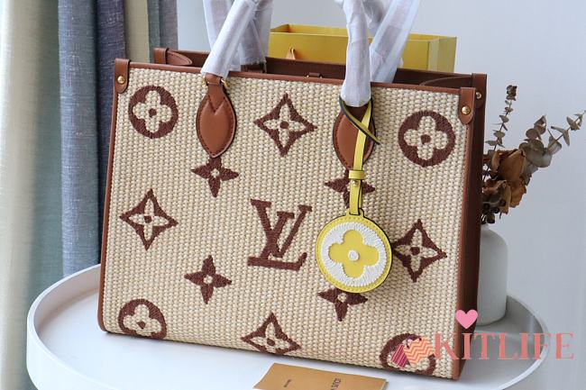 Kitlife Louis Vuitton Onthego Medium Monogram Raffia Fabric Brown - M57723 - 35 x 27 x 14 cm - 1