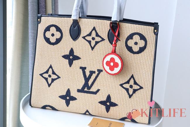 Kitlife Louis Vuitton Onthego Large Monogram Raffia Fabric Black - M57644 – 41x34x19cm - 1