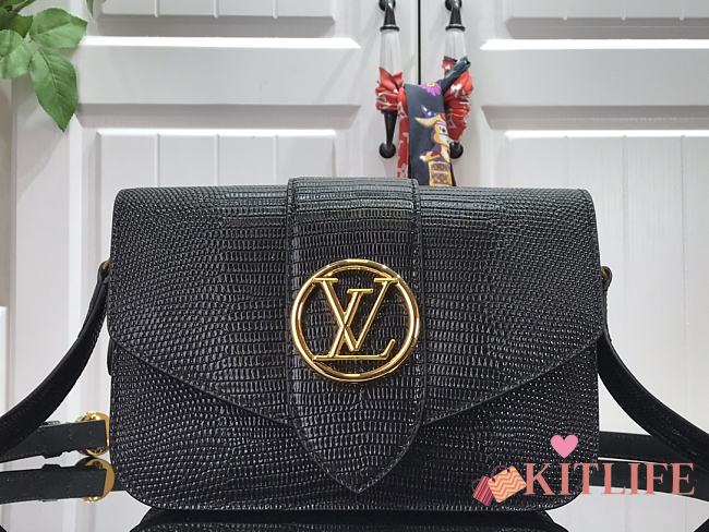 Kitlife Louis Vuitton Pont 9 Handbag Lizard Skin Black - N98629 – 23 x 15 x 8 cm - 1