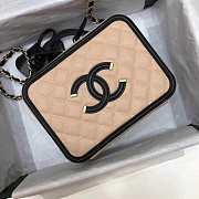 Chanel CC Filigree Large Vanity Case Bag in Grained Calfskin Beige A93344 Beige/Black - 21x16x8.5cm - 1