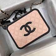 Chanel CC Filigree Large Vanity Case Bag in Grained Calfskin Beige A93344 Pink/Black - 21x16x8.5cm - 1