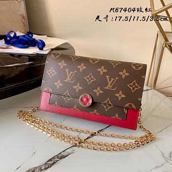 Kitlife Louis Vuitton Flore Chain Wallet Monogram Rose Red – M67404 – 17.5x 11.5x 3.5 cm