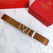 Kitlife Valentino Belt Reversible V Logo Signature Belt In Grainy Calfskin Brown/White – 4 cm - 4