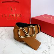 Kitlife Valentino Belt Reversible V Logo Signature Belt In Grainy Calfskin Brown/Black – 4 cm - 3