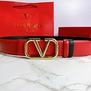 Kitlife Valentino Belt Reversible V Logo Signature Belt In Grainy Calfskin Red/Black – 4 cm - 1