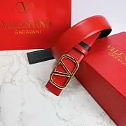Kitlife Valentino Belt Reversible V Logo Signature Belt In Grainy Calfskin Red/Black – 4 cm - 2