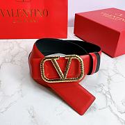 Kitlife Valentino Belt Reversible V Logo Signature Belt In Grainy Calfskin Red/Black – 4 cm - 6