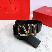 Kitlife Valentino Belt Reversible V Logo Signature Belt In Grainy Calfskin Black – 4 cm - 4