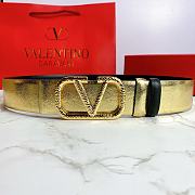 Kitlife Valentino Belt Reversible V Logo Signature Belt In Grainy Calfskin Golden/Black – 4 cm - 1