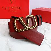 Kitlife Valentino Belt Reversible V Logo Signature Belt In Grainy Calfskin Burgundy/Black – 4 cm - 4