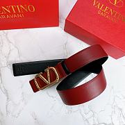 Kitlife Valentino Belt Reversible V Logo Signature Belt In Grainy Calfskin Burgundy/Black – 4 cm - 6