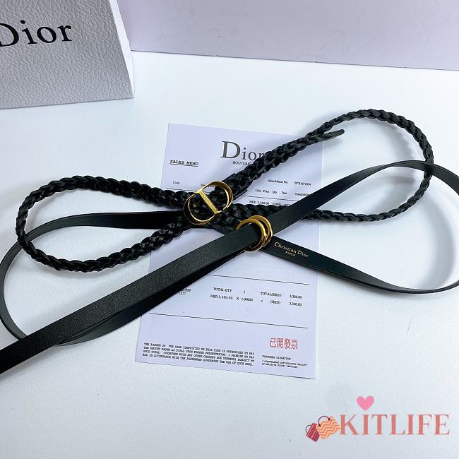 Kitlife Dior Belt Diordouble Belt Black Smooth and Braided Calfskin – 1.5 cm  - 1