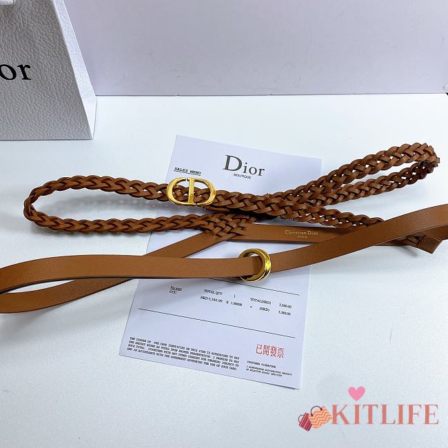 Kitlife Dior Belt Diordouble Belt Brown Smooth and Braided Calfskin – 1.5 cm  - 1