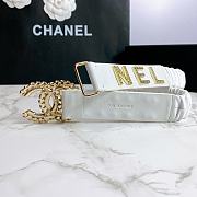 Kitlife Channel Belt Rhinestone Metal Logo Buckle Elastic White –3.0 cm  - 3