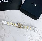 Kitlife Channel Belt Metal Logo Buckle Elastic White –3.0 cm  - 3