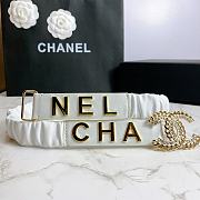 Kitlife Channel Belt Metal Logo Buckle Elastic White –3.0 cm  - 2