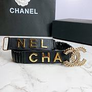 Kitlife Channel Belt Metal Logo Buckle Elastic Black –3.0 cm  - 5