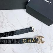 Kitlife Channel Belt Metal Logo Buckle Elastic Black –3.0 cm  - 6