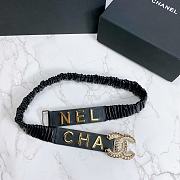 Kitlife Channel Belt Metal Logo Buckle Elastic Black –3.0 cm  - 4