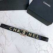 Kitlife Channel Belt Metal Logo Buckle Elastic Black –3.0 cm  - 3