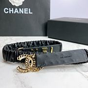 Kitlife Channel Belt Metal Logo Buckle Elastic Black –3.0 cm  - 2