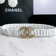 Kitlife Channel Belt Metal Buckle Elastic White –3.0 cm  - 1