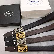 Kitlife Prada Men Belt Inner Buckle Leather Plaid Double-Layer Cowhide – 3.8 cm  - 1